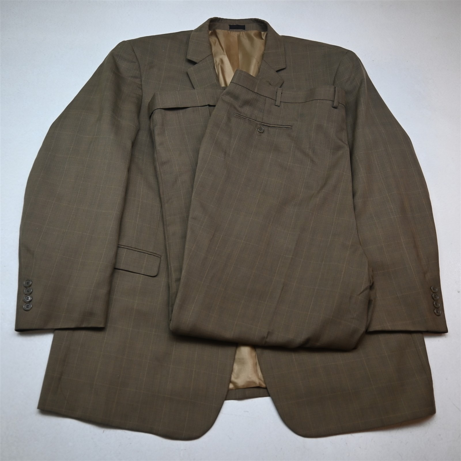 Stacy Adams 50l 44x34 Brown Glenn Check Mens Jacket Pants Suit